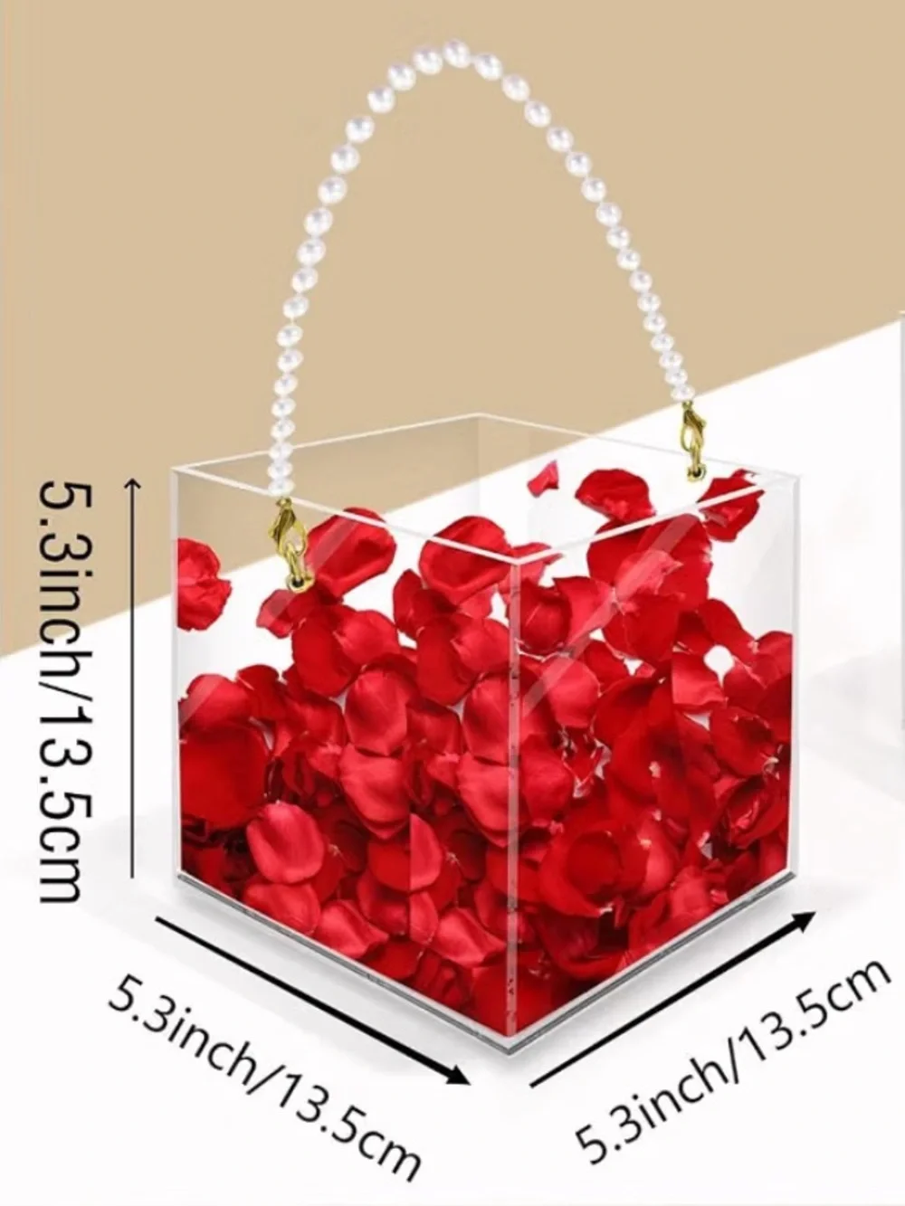 Pearl Handle Acrylic Flower Basket - Clear